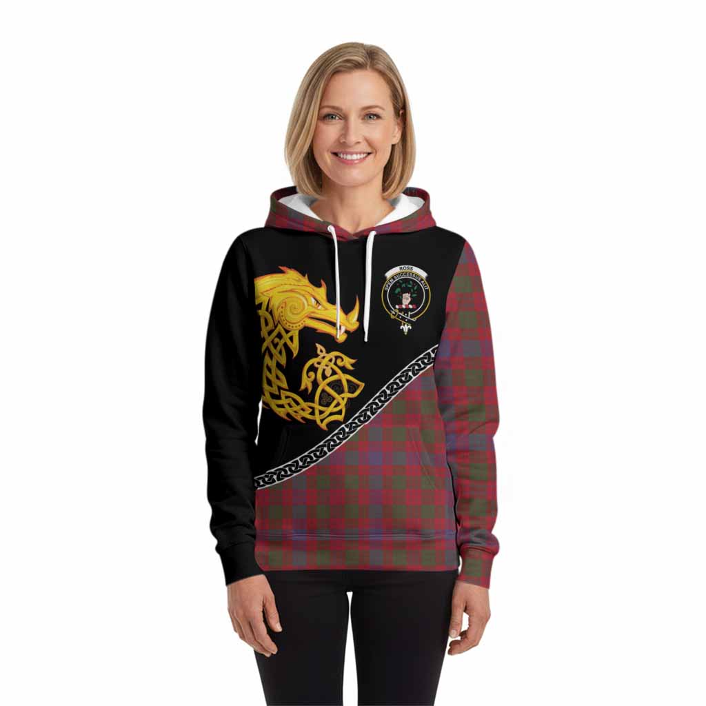 Ross Tartan Crest Hoodie Legendary Dragon Knot Half Style