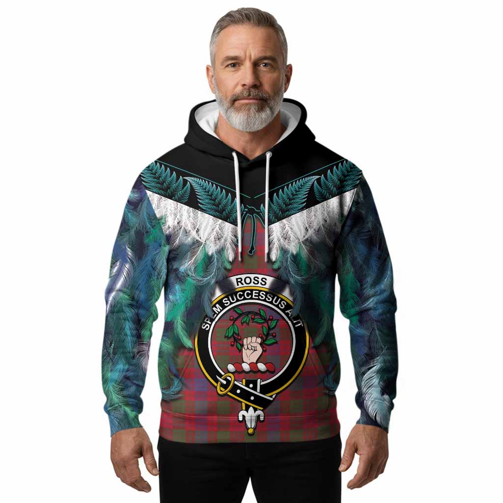 Ross Tartan Crest Hoodie New Zealand Maori Korowai Cloak