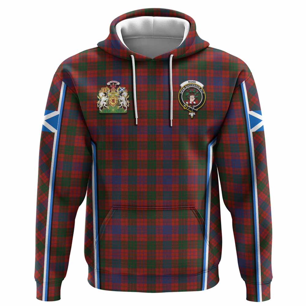 Ross Tartan Crest Hoodie Scotland Coat of Arm Flag Style - Tartan Vibes Clothing