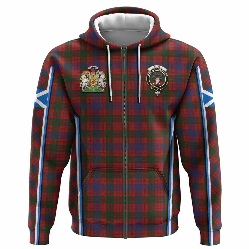 Ross Tartan Crest Hoodie Scotland Coat of Arm Flag Style - Tartan Vibes Clothing