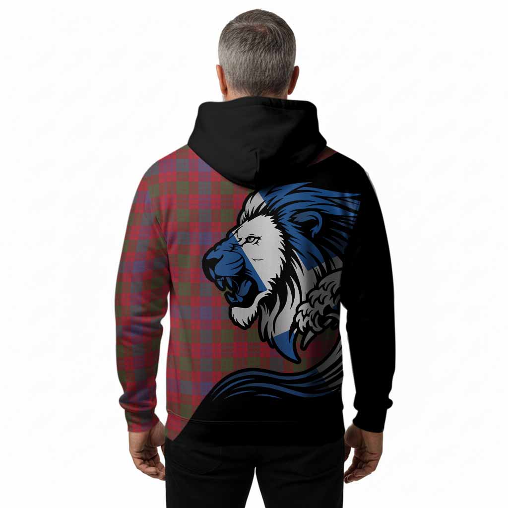 Ross Tartan Crest Hoodie Scottish Golden Lions Wave Flow