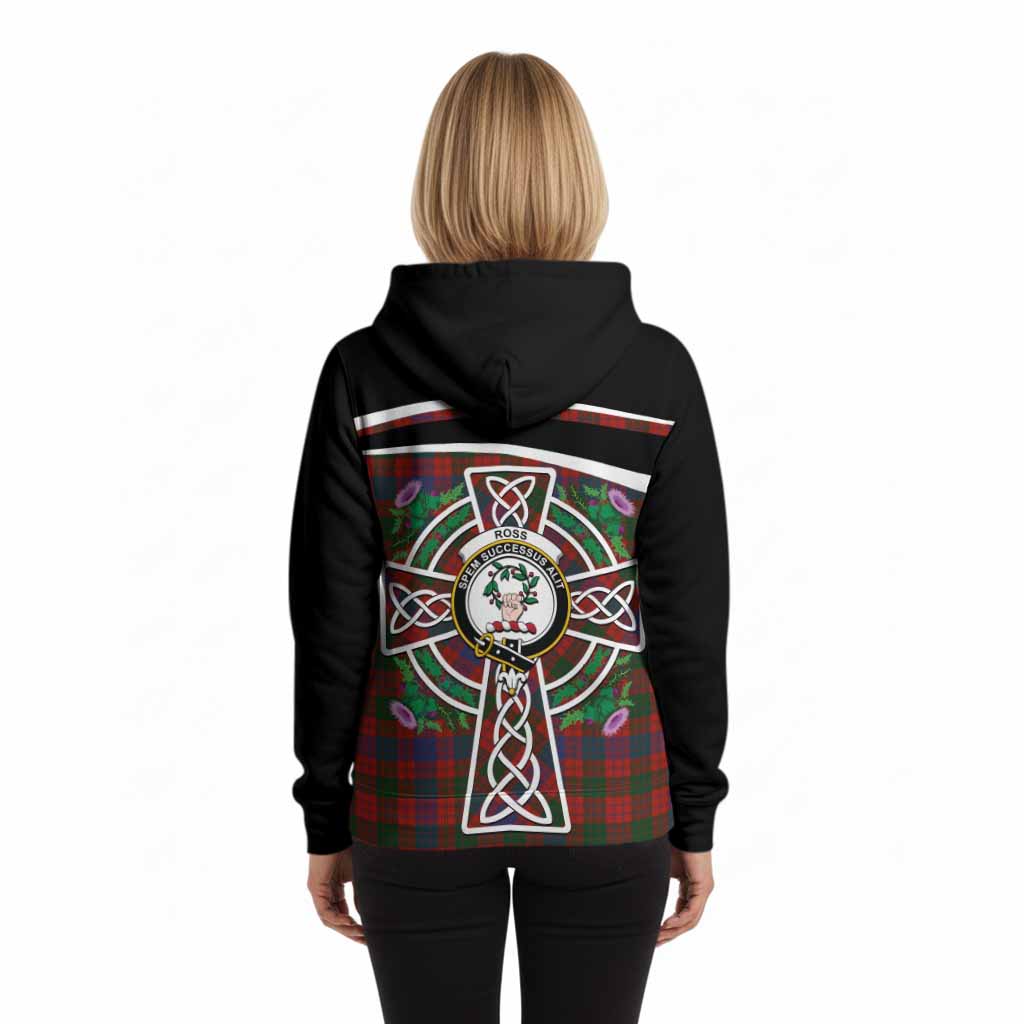 Ross Tartan Crest Hoodie Scottish Thistle Celtic Cross Alba Gu Brath