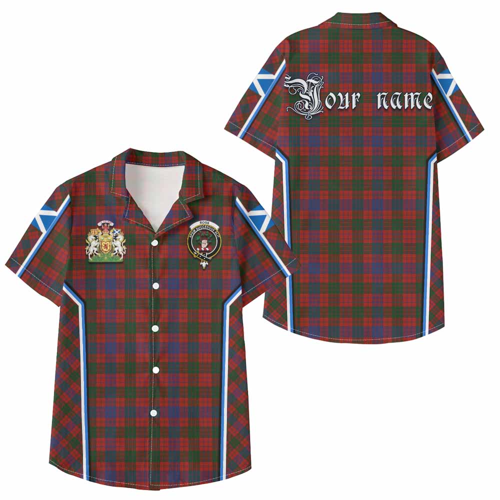 Ross Tartan Crest Kid Hawaiian Shirt Scotland Coat of Arm Flag Style - Tartan Vibes Clothing