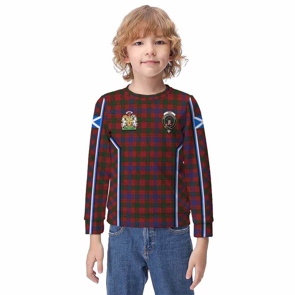 Ross Tartan Crest Kid Knitted Sweatshirt Scotland Coat of Arm Flag Style - Tartan Vibes Clothing