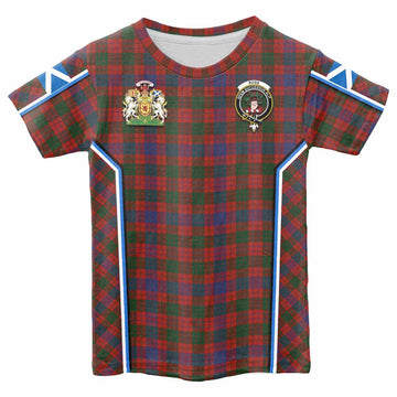 Ross Tartan Crest Kid T-shirt Scotland Coat of Arm Flag Style - Tartan Vibes Clothing