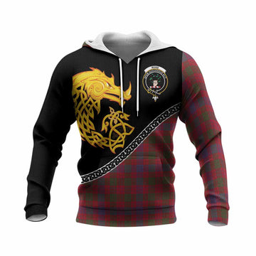 Ross Tartan Crest Knitted Hoodie Legendary Dragon Knot Half Style