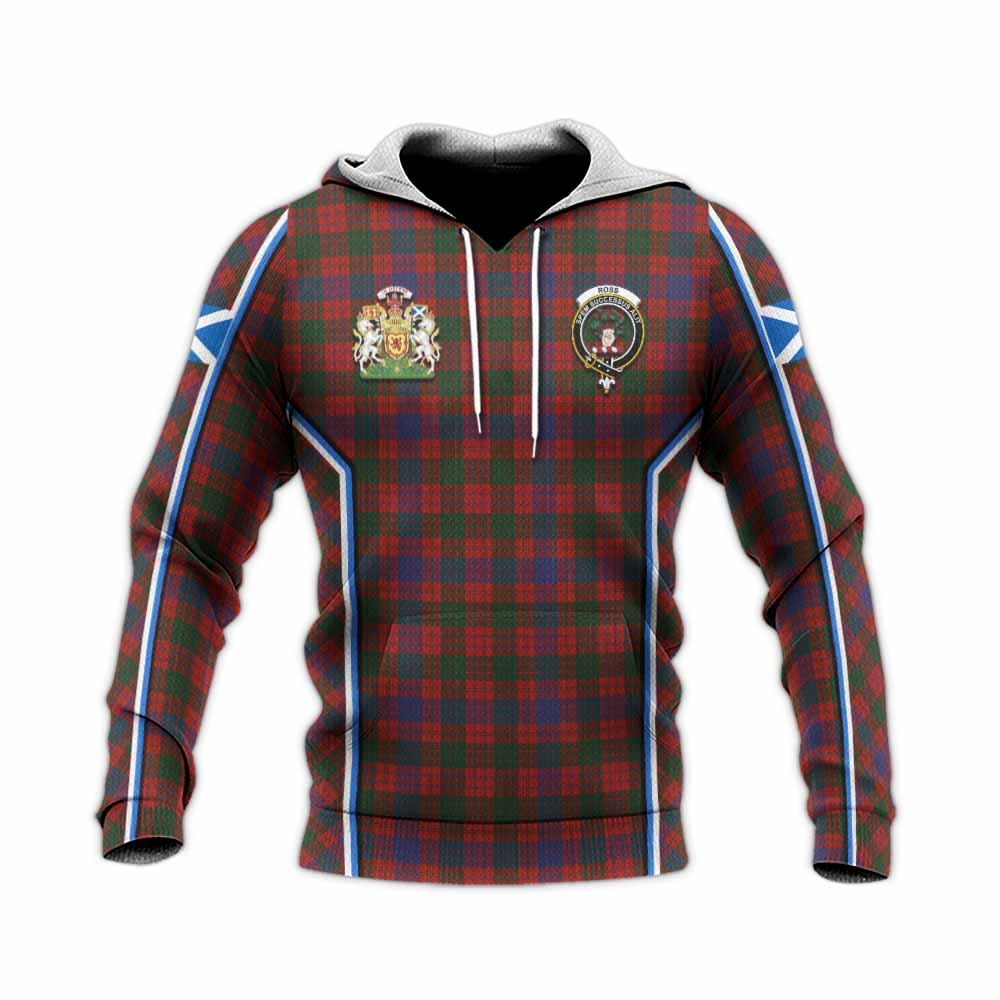 Ross Tartan Crest Knitted Hoodie Scotland Coat of Arm Flag Style - Tartan Vibes Clothing