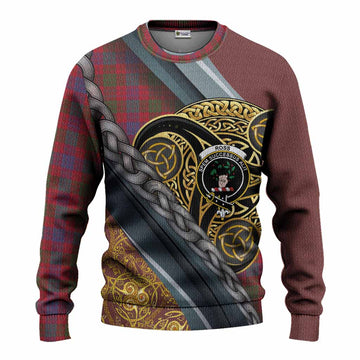 Ross Tartan Crest Knitted Sweater Scottish Triskele Celtic