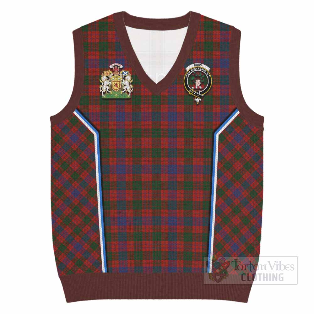 Ross Tartan Crest Knitted V-Neck Vest Scotland Coat of Arm Flag Style - Tartan Vibes Clothing