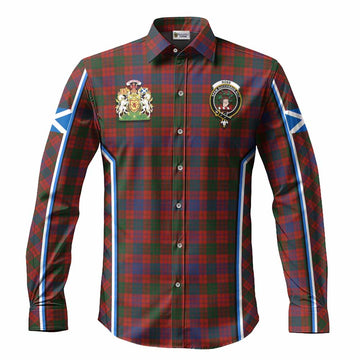 Ross Tartan Crest Long Sleeve Button Shirts Scotland Coat of Arm Flag Style