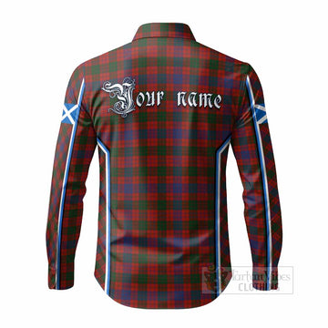 Ross Tartan Crest Long Sleeve Button Shirts Scotland Coat of Arm Flag Style
