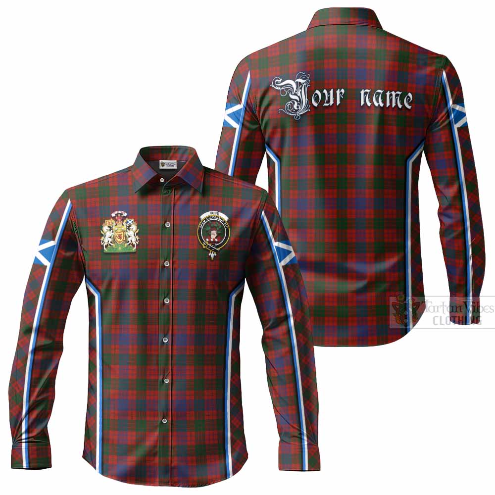 Ross Tartan Crest Long Sleeve Button Shirts Scotland Coat of Arm Flag Style - Tartan Vibes Clothing