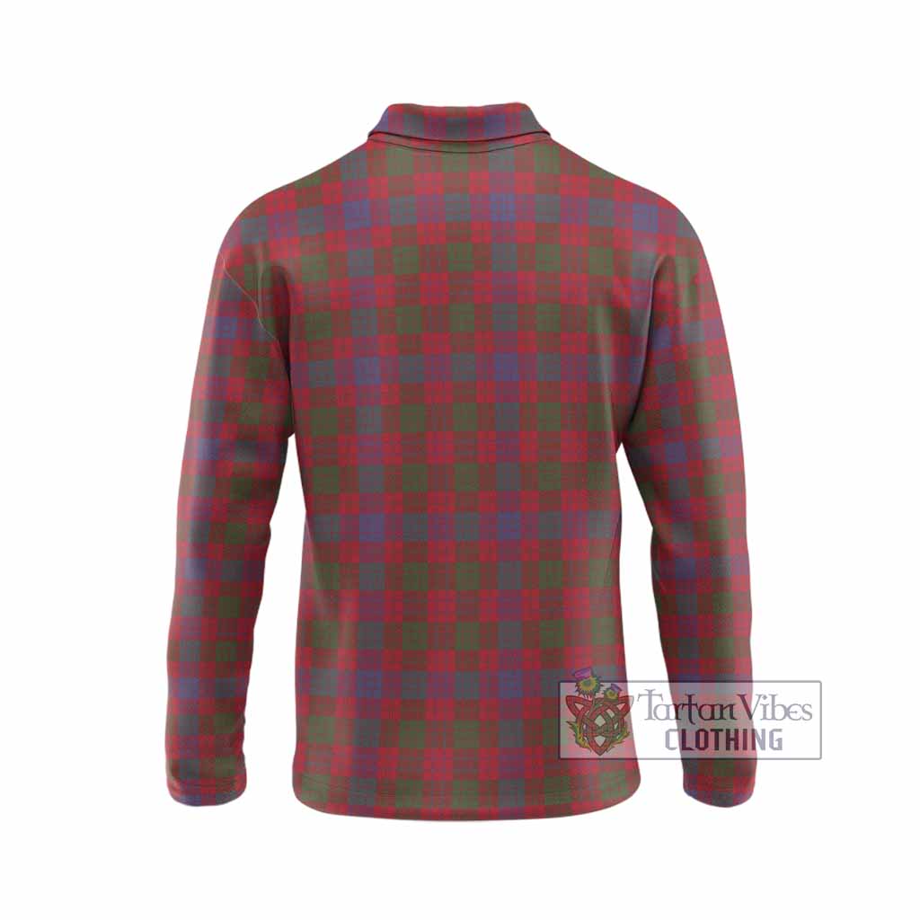 Ross Tartan Crest Long Sleeve Polo Shirt Ferocious Lion Style