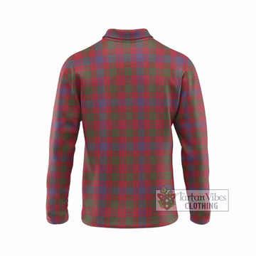 Ross Tartan Crest Long Sleeve Polo Shirt Ferocious Lion Style