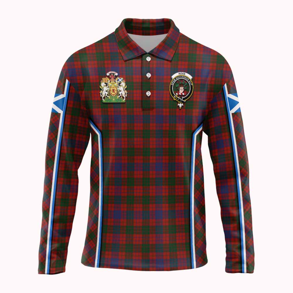 Ross Tartan Crest Long Sleeve Polo Shirt Scotland Coat of Arm Flag Style - Tartan Vibes Clothing