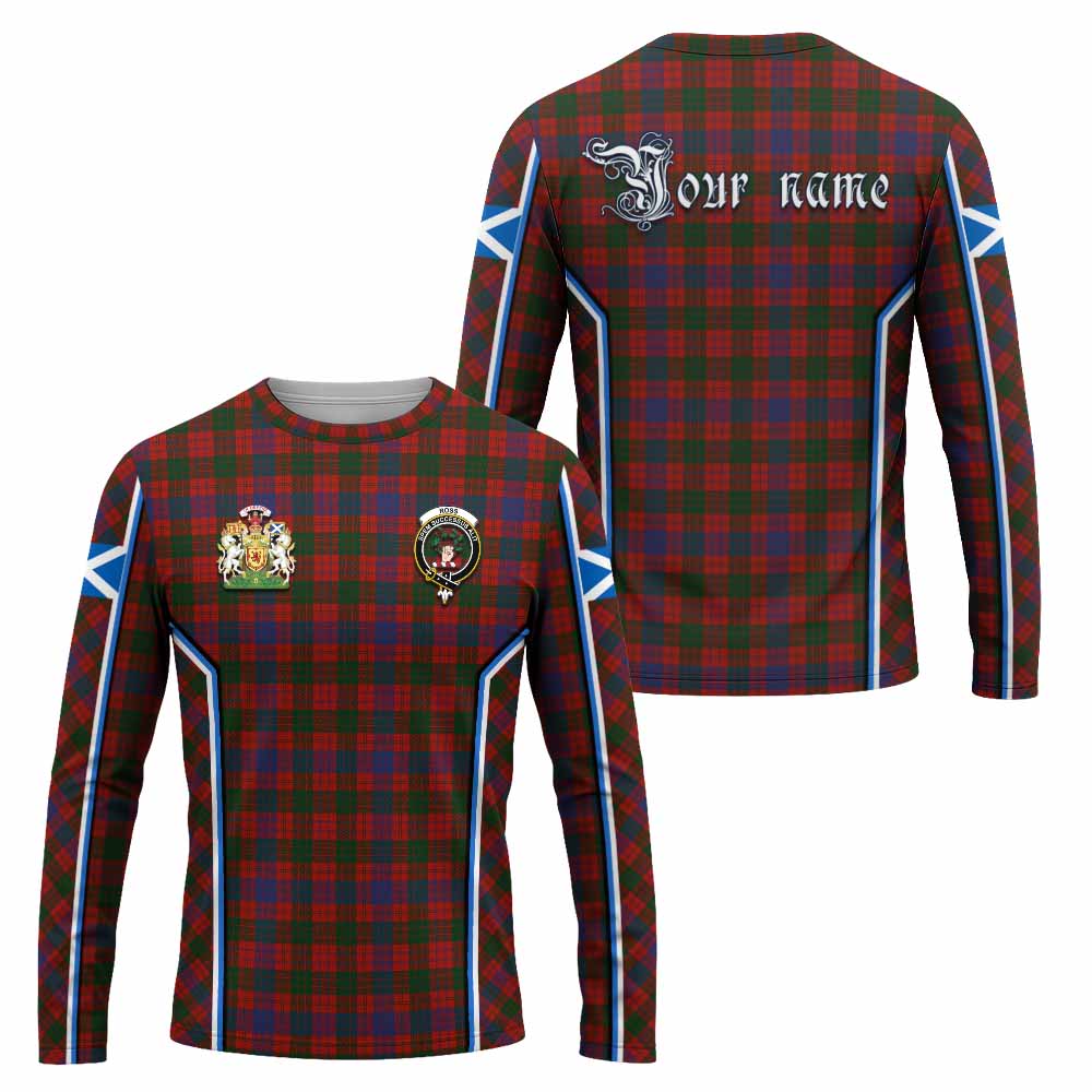 Ross Tartan Crest Long Sleeve T-Shirt Scotland Coat of Arm Flag Style - Tartan Vibes Clothing