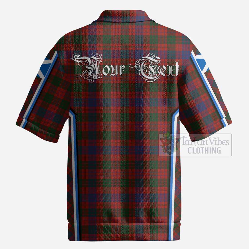 Ross Tartan Crest Men’s Polo Sweater Top Scotland Coat of Arm Flag Style