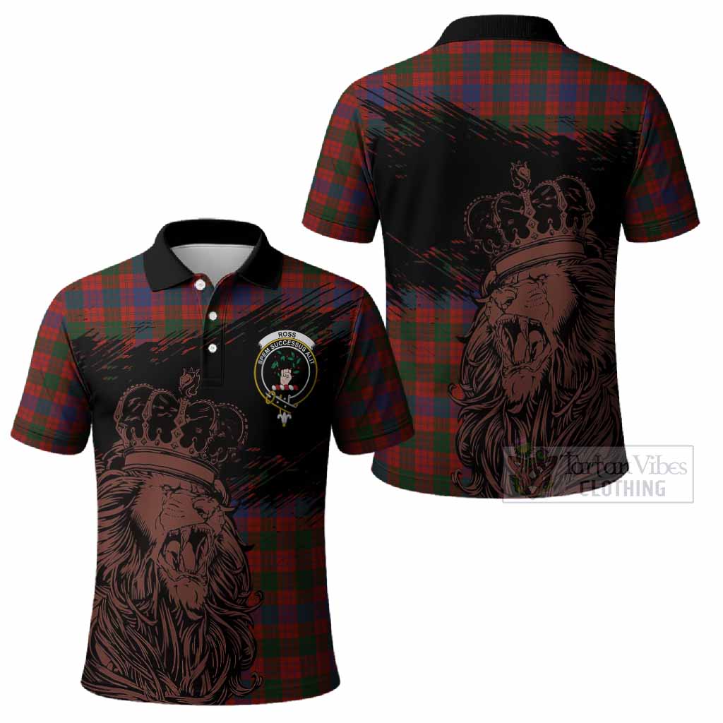 Ross Tartan Crest Polo Shirt Crowned Lion Heritage Style