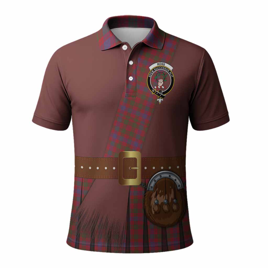 Ross Tartan Crest Polo Shirt Kilt Costume Style