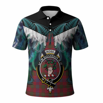 Ross Tartan Crest Polo Shirt New Zealand Maori Korowai Cloak