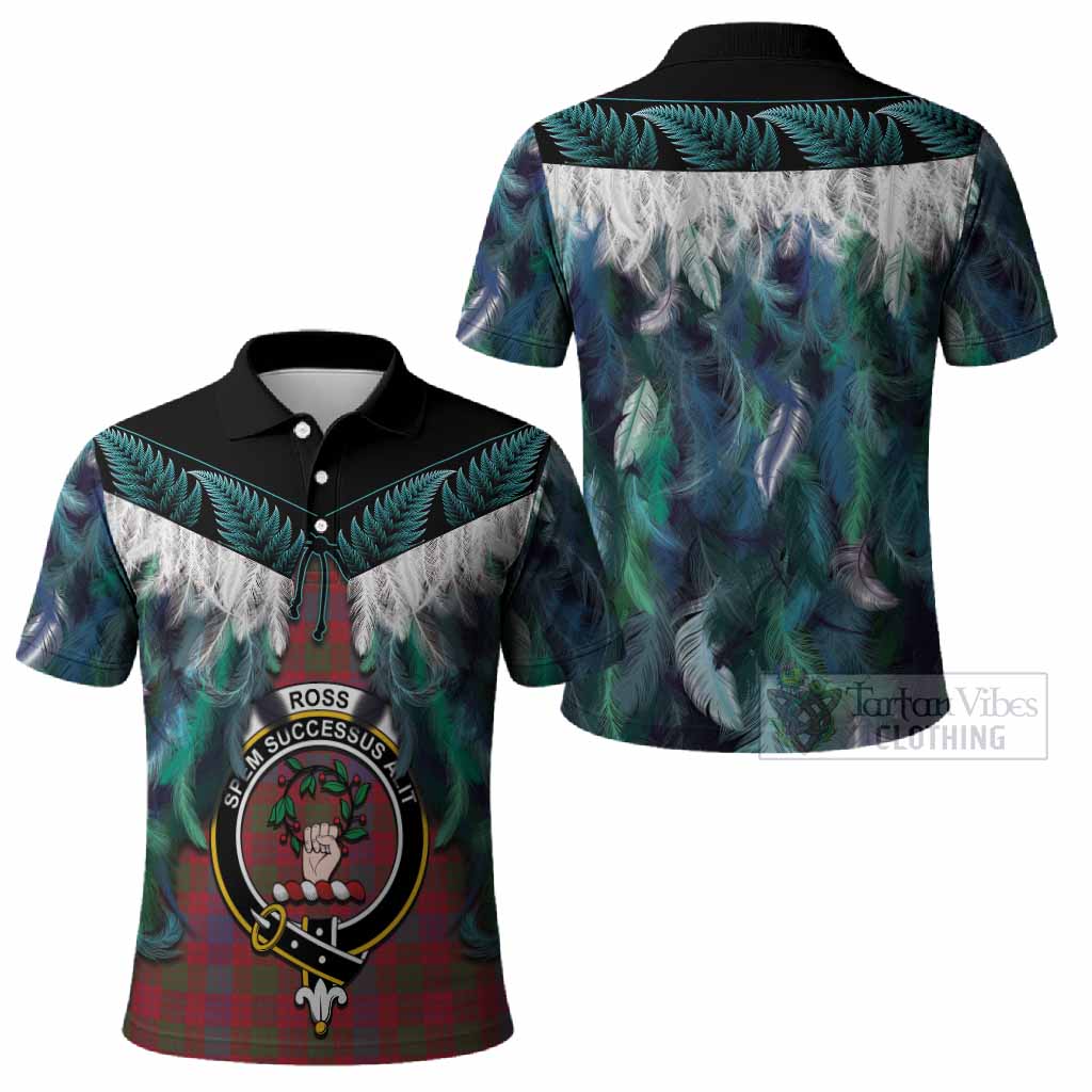 Ross Tartan Crest Polo Shirt New Zealand Maori Korowai Cloak
