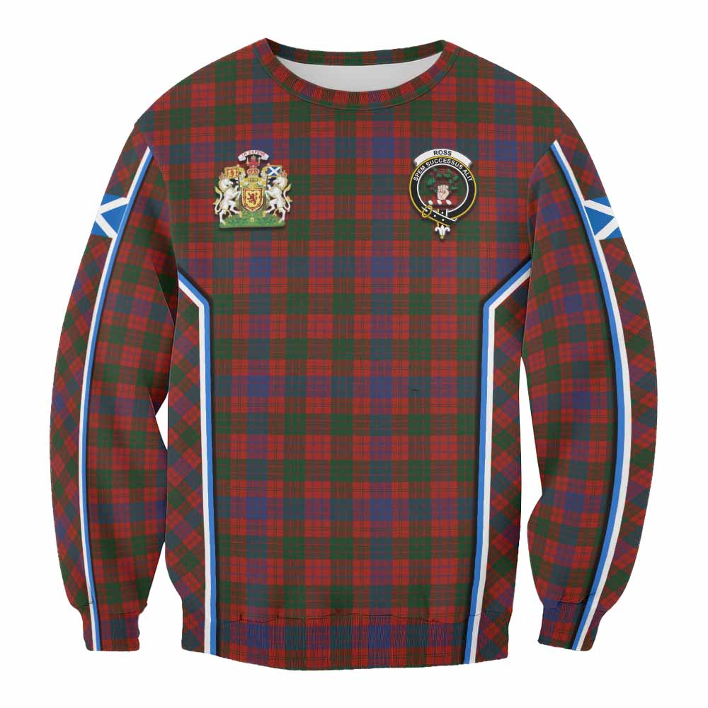 Ross Tartan Crest Sweatshirt Scotland Coat of Arm Flag Style - Tartan Vibes Clothing