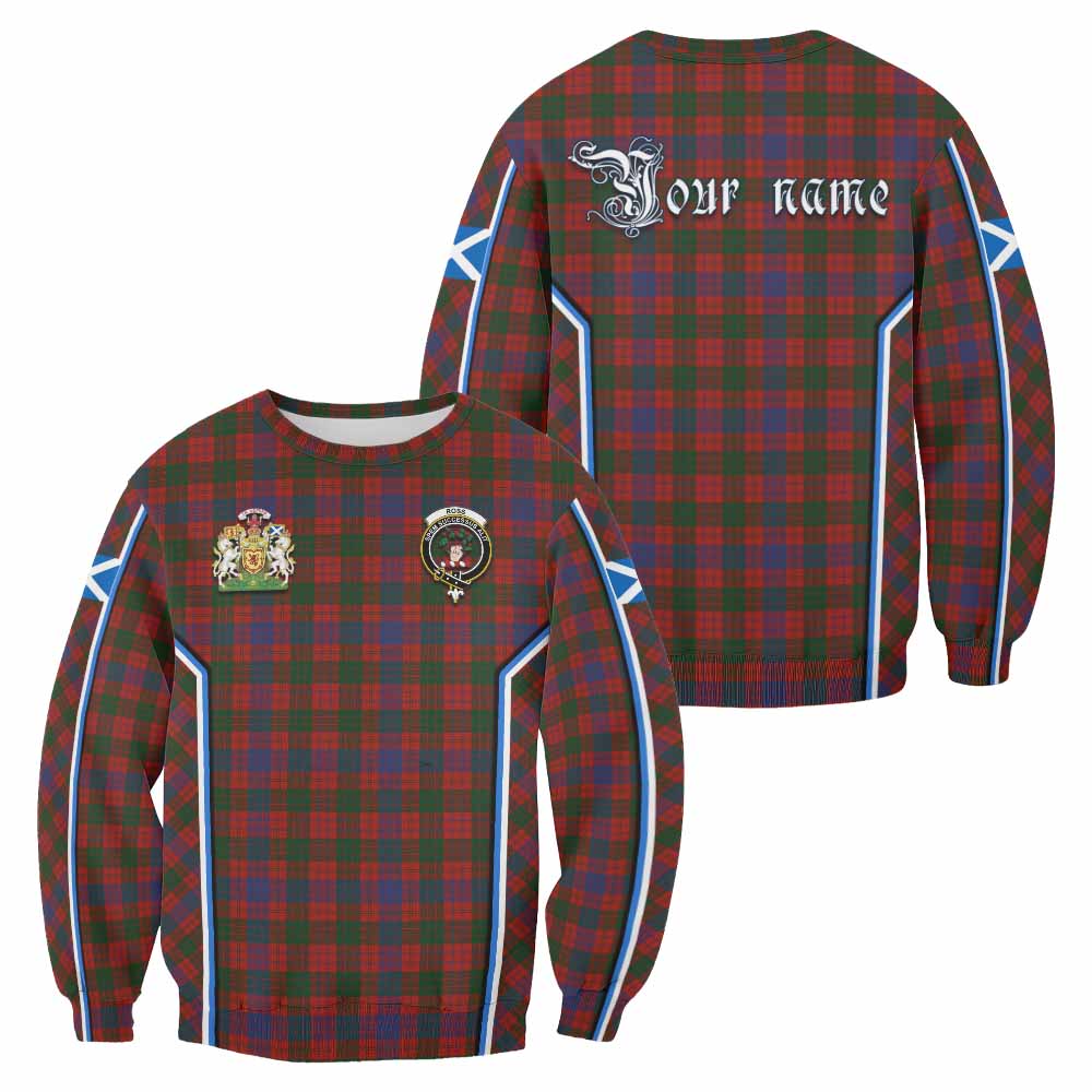 Ross Tartan Crest Sweatshirt Scotland Coat of Arm Flag Style - Tartan Vibes Clothing