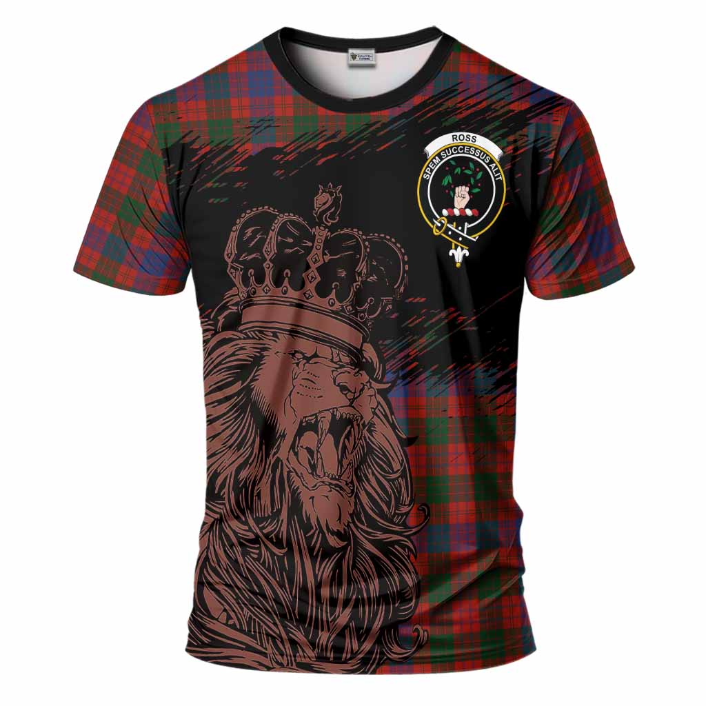 Ross Tartan Crest T-Shirt Crowned Lion Heritage Style