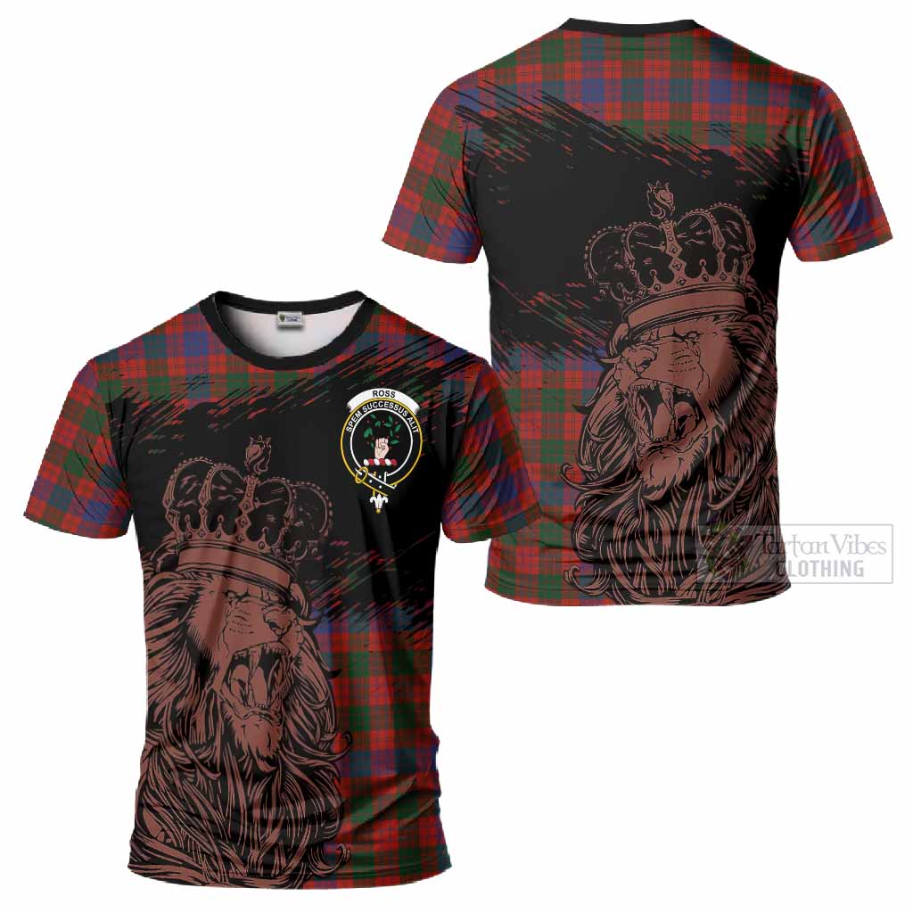 Ross Tartan Crest T-Shirt Crowned Lion Heritage Style