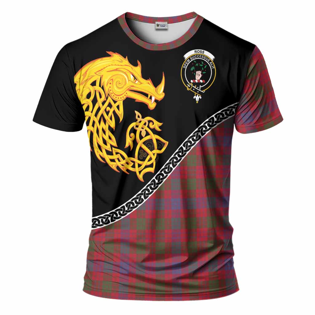 Ross Tartan Crest T-Shirt Legendary Dragon Knot Half Style