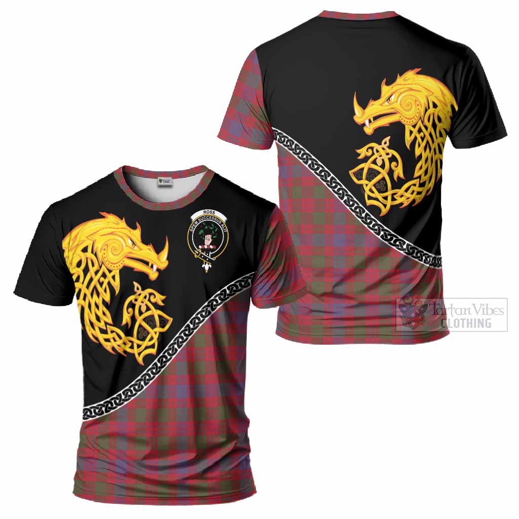 Ross Tartan Crest T-Shirt Legendary Dragon Knot Half Style