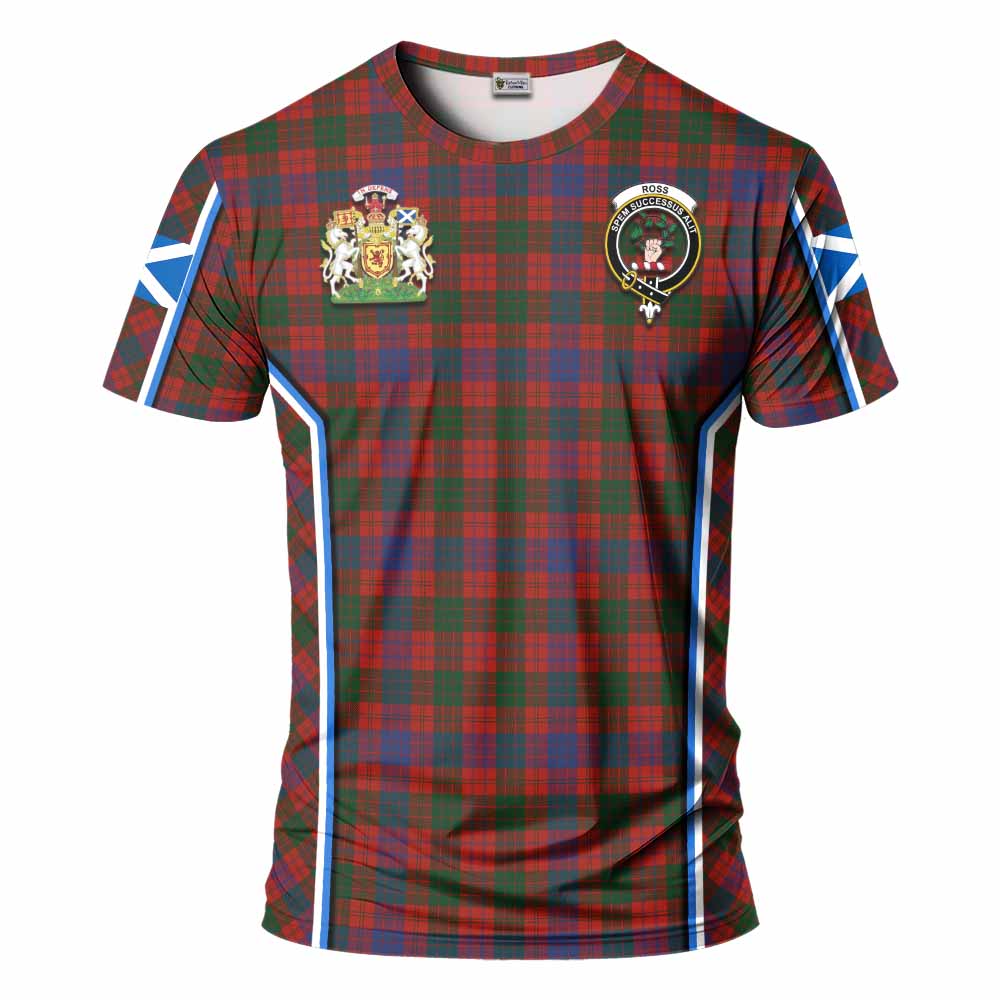 Ross Tartan Crest T-shirt Scotland Coat of Arm Flag Style - Tartan Vibes Clothing