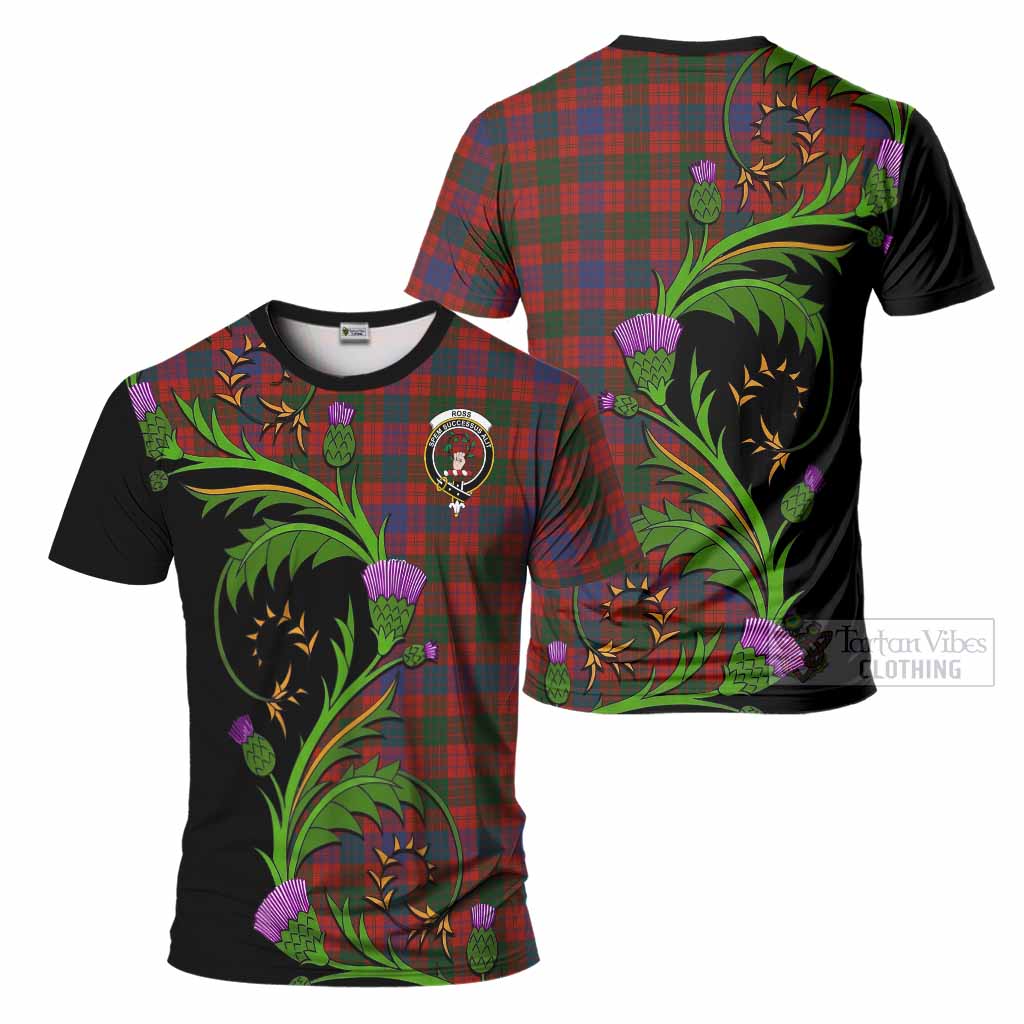 Ross Tartan Crest T-Shirt Scottish Thistle Pride Heritage Art