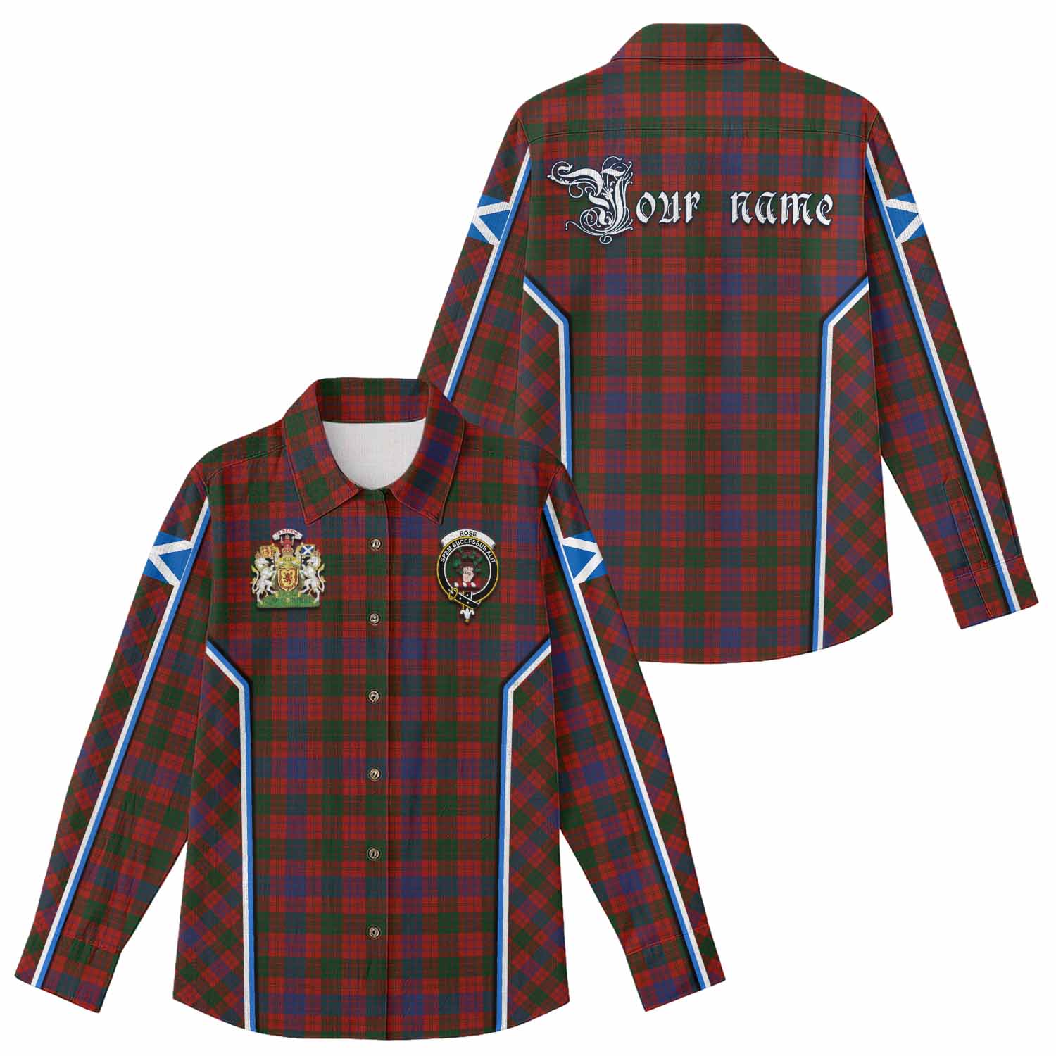 Ross Tartan Crest Women Casual Shirt Scotland Coat of Arm Flag Style - Tartan Vibes Clothing