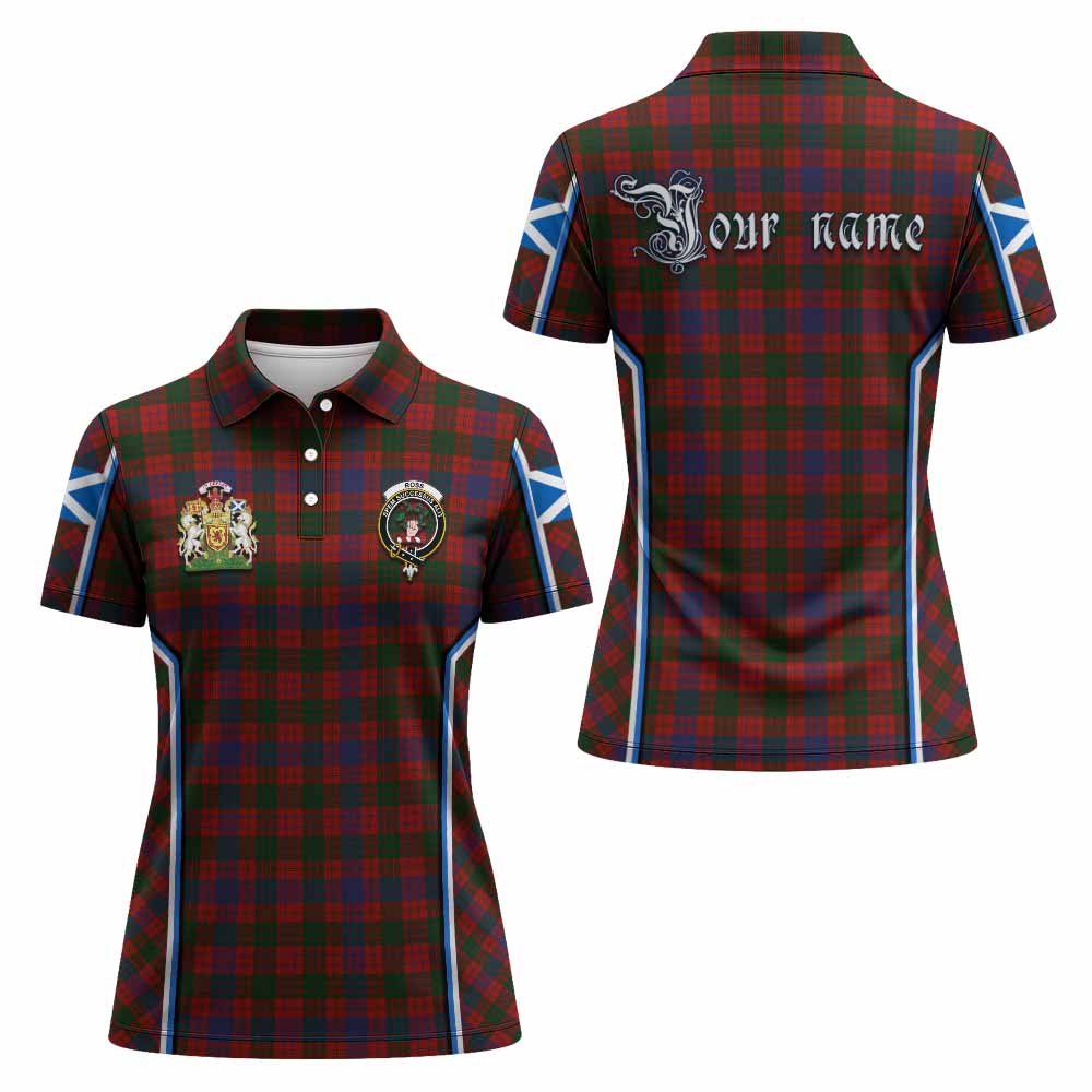 Ross Tartan Crest Women's Polo Shirt Scotland Coat of Arm Flag Style - Tartan Vibes Clothing