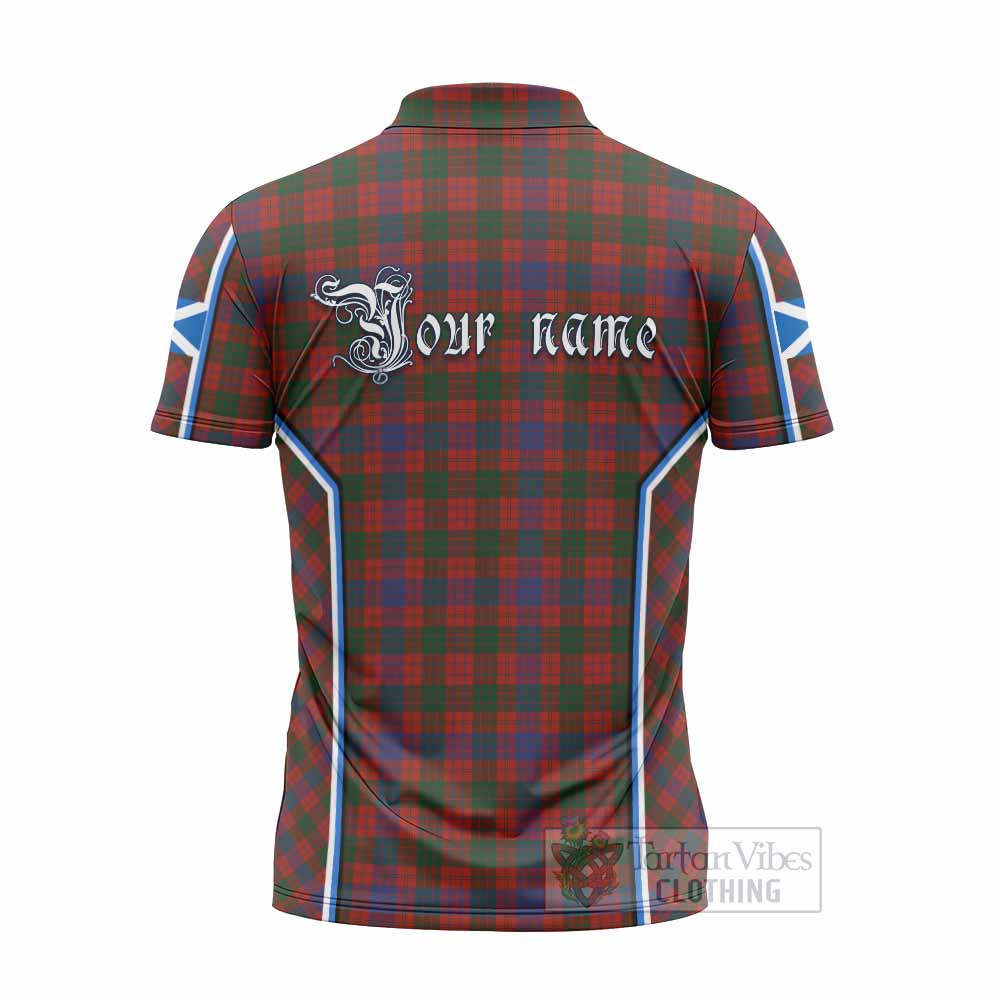 Ross Tartan Crest Zipper Polo Shirt Scotland Coat of Arm Flag Style - Tartan Vibes Clothing