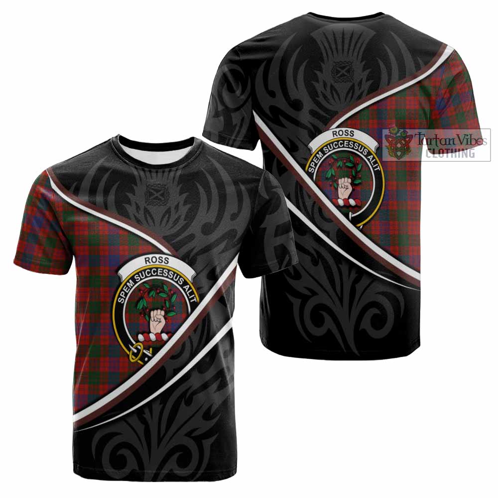 Ross Tartan Family Crest Cotton T-shirt Celtic Scottish Thistle Floral - Tartan Vibes Clothing