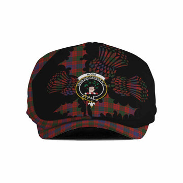 Ross Tartan Family Crest Flat Cap, Jeff Cap Scotland Thistle Floral