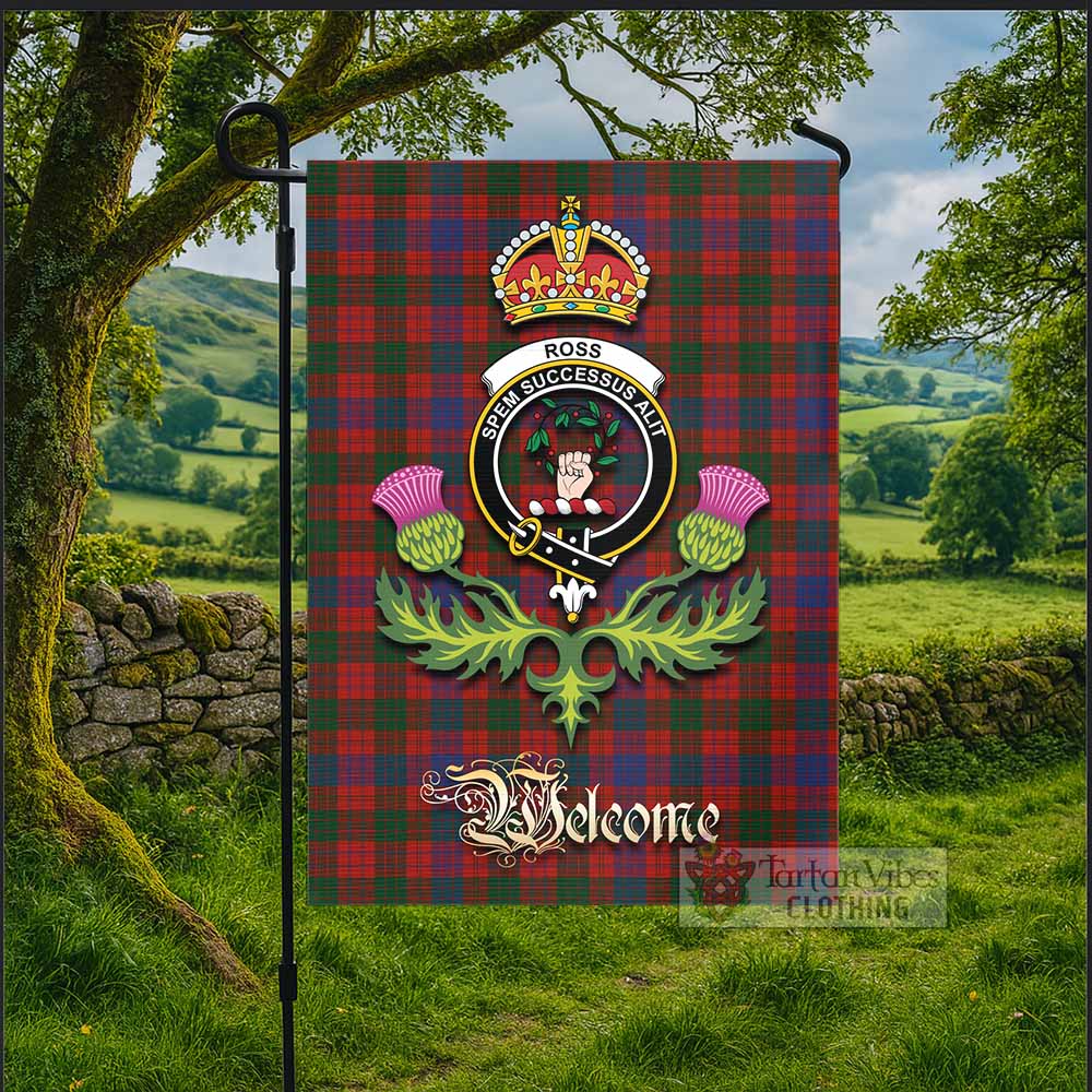 Ross Tartan Family Crest Garden Flag Royal Thistle Welcome Style - Tartan Vibes Clothing