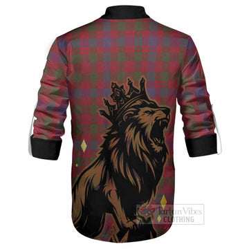 Ross Tartan Family Crest Ghillie Shirt Crowned Lion Roaring