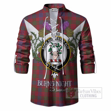 Ross Tartan Family Crest Ghillie Shirt Scottish Burns Night Thistle Floral