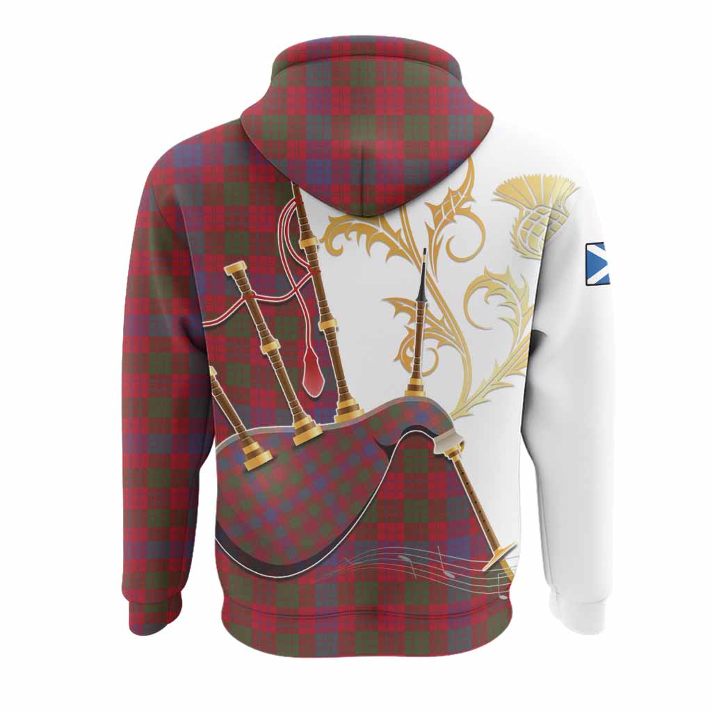 Ross Tartan Family Crest Hoodie Bagpipes with Scottish Thistle