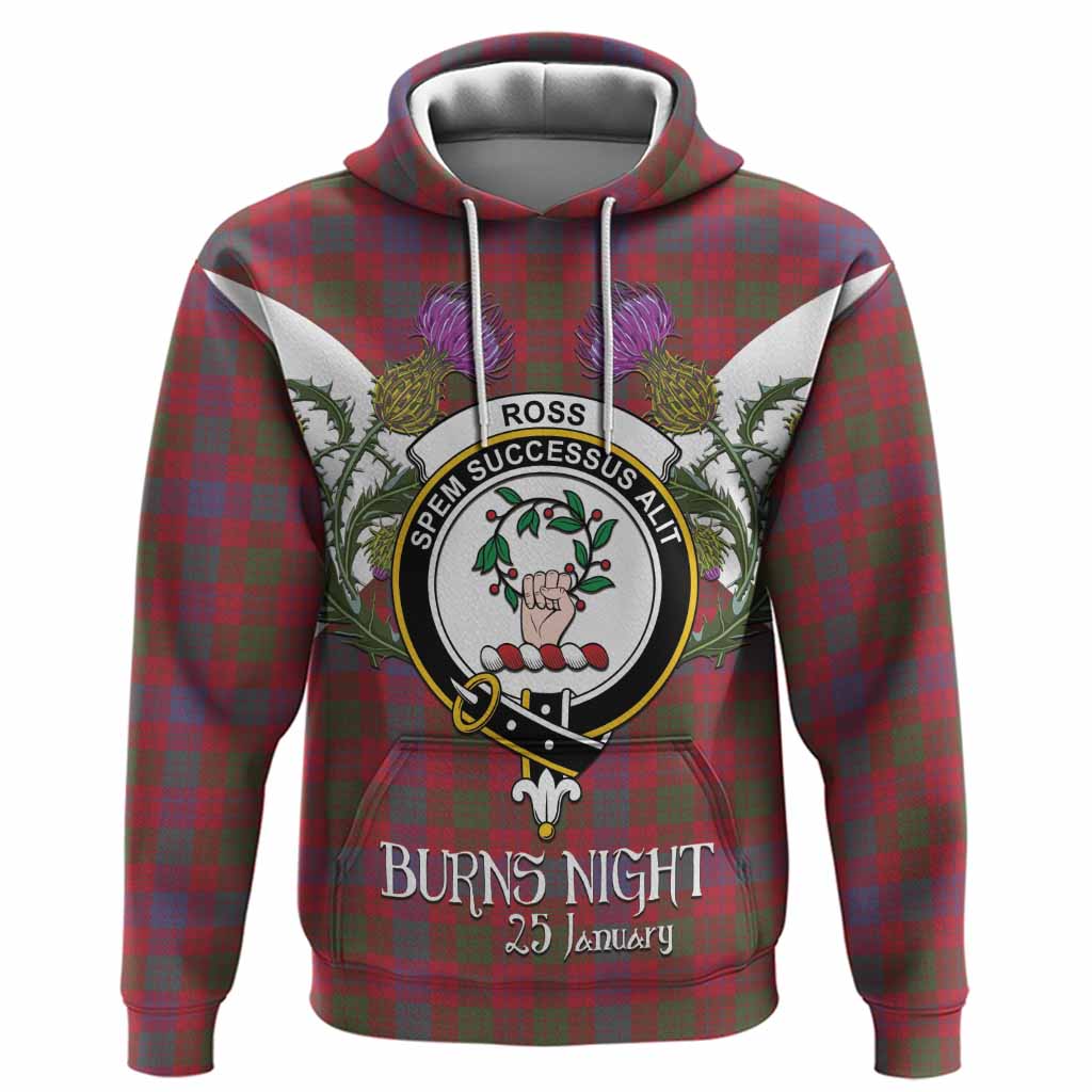 Ross Tartan Family Crest Hoodie Scottish Burns Night Thistle Floral