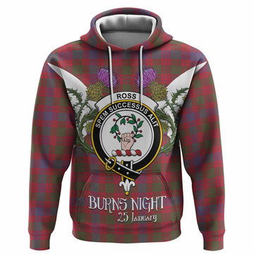 Ross Tartan Family Crest Hoodie Scottish Burns Night Thistle Floral