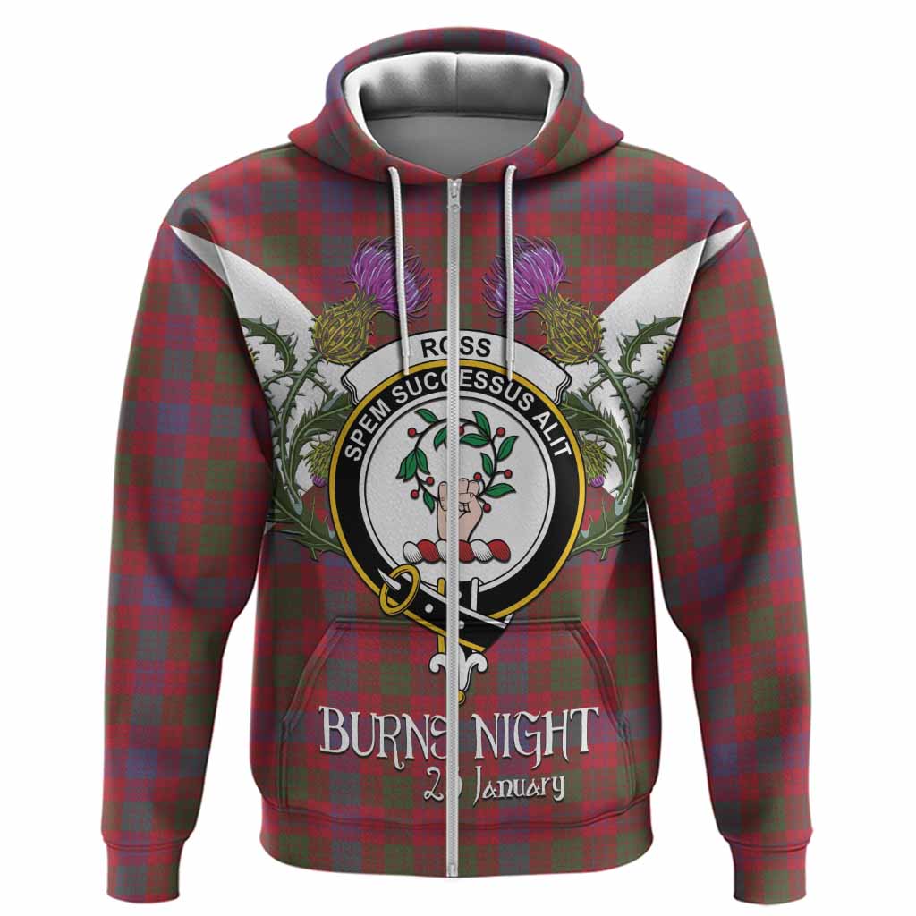 Ross Tartan Family Crest Hoodie Scottish Burns Night Thistle Floral