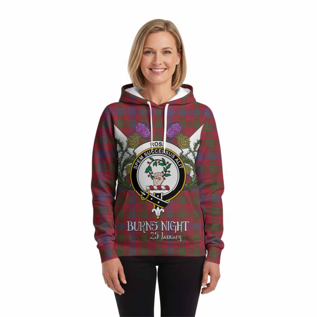 Ross Tartan Family Crest Hoodie Scottish Burns Night Thistle Floral