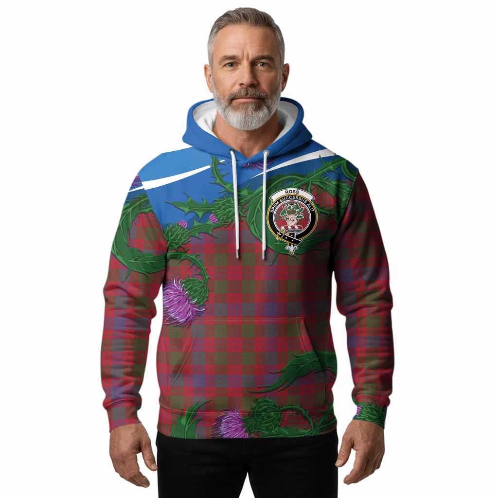 Ross Tartan Family Crest Hoodie Thistle in Minimalism