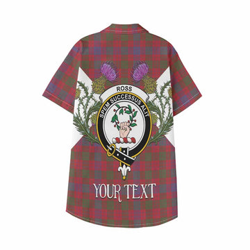 Ross Tartan Family Crest Kid Hawaiian Shirt Scottish Burns Night Thistle Floral