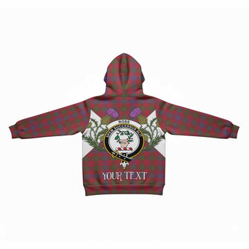 Ross Tartan Family Crest Kid Hoodie Scottish Burns Night Thistle Floral
