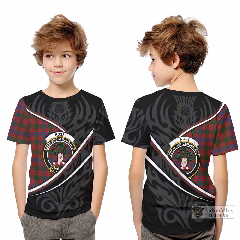 Ross Tartan Family Crest Kid T-shirt Celtic Scottish Thistle Floral - Tartan Vibes Clothing